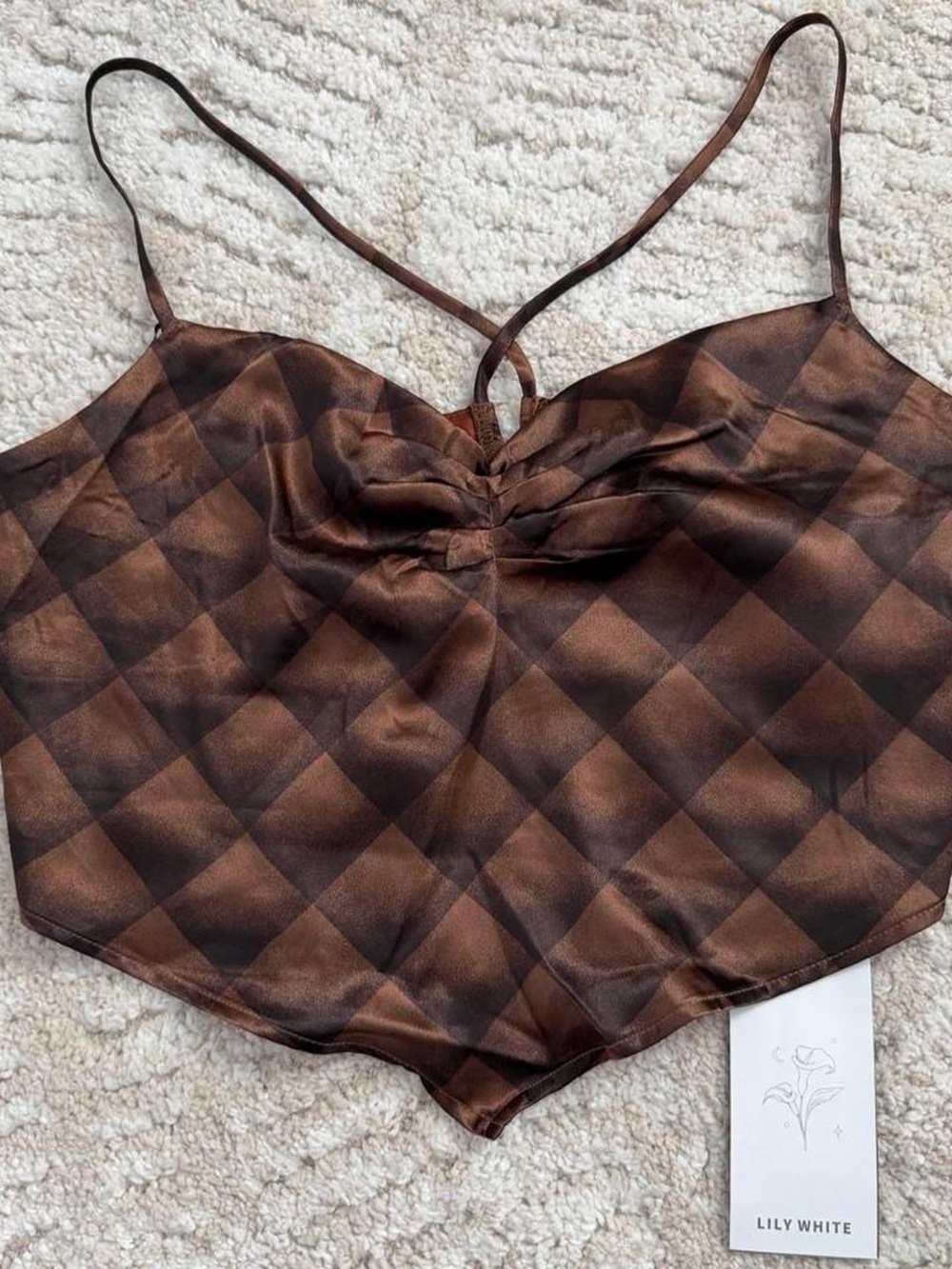 Lily White Brown Going Out Crop Top